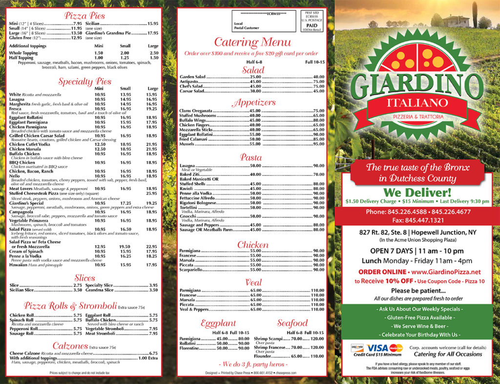 Giardino Italiano Pizza Authentic Italian Pizza in Hopewell Junction, NY
