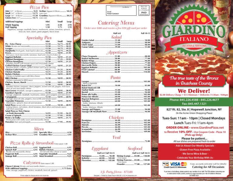 Giardino Italiano Pizza Authentic Italian Pizza in Hopewell Junction, NY